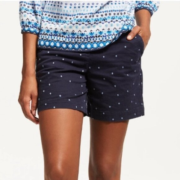 Boden Rachel Navy Polka Dot Chino Shorts - Size 14 - Picture 2 of 11